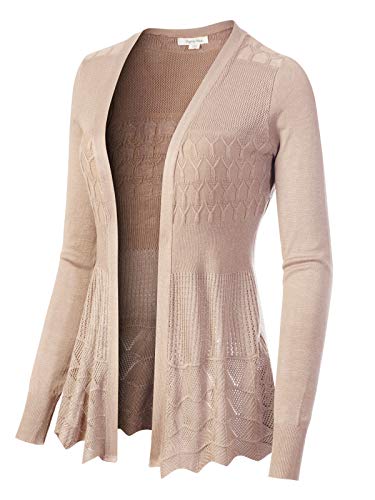 Design by Olivia Women's Long Sleeve Crochet Knit Draped Open Sweater Cardigan - Image 3