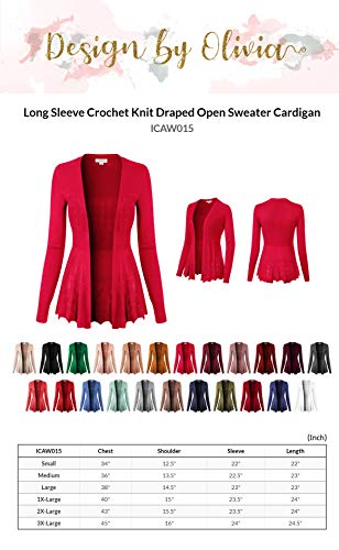 Design by Olivia Women's Long Sleeve Crochet Knit Draped Open Sweater Cardigan - Image 6