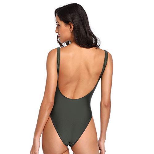 Dixperfect Women's Retro 80s/90s Inspired High Cut Low Back One Piece Swimwear Bathing Suits - Image 5