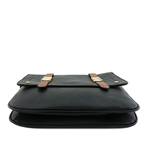 ALYSSA Double Compartment Large Flapover Crossbody Bag with Colorblock Straps - Image 5