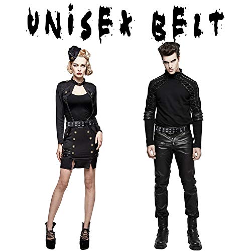 WHIPPY Double Grommet Belt for Women Men PU Leather Double Prong Buckle Vintage Punk Rock Jeans Belts - Image 6