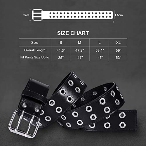 WHIPPY Double Grommet Belt for Women Men PU Leather Double Prong Buckle Vintage Punk Rock Jeans Belts - Image 7