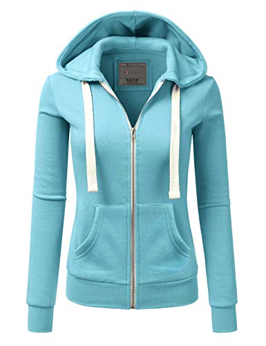 Doublju Lightweight Thin Zip-Up Hoodie Jacket for Women with Plus Size