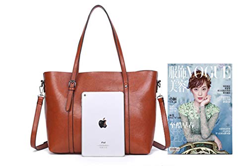 Dreubea Women’s Soft Leather Handbag Big Capacity Tote Shoulder Crossbody Bag Upgraded - Image 3