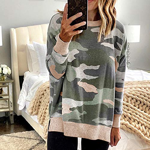 ECOWISH Women's Camouflage Print Casual Leopard Pullover Long Sleeve Sweatshirts Top Blouse - Image 3