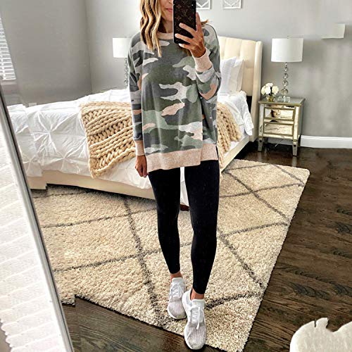 ECOWISH Women's Camouflage Print Casual Leopard Pullover Long Sleeve Sweatshirts Top Blouse - Image 4
