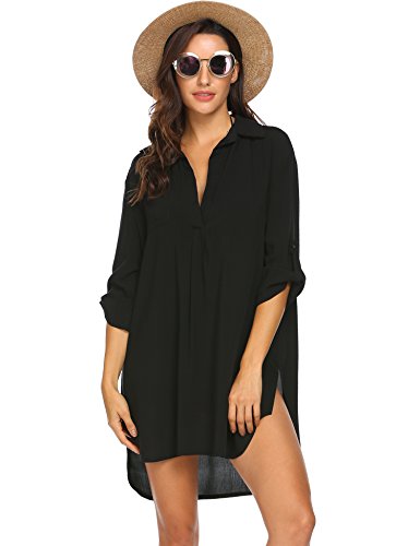 Ekouaer Women's Swimsuit Beach Cover Up Shirt Bikini Beachwear Bathing Suit Beach Dress