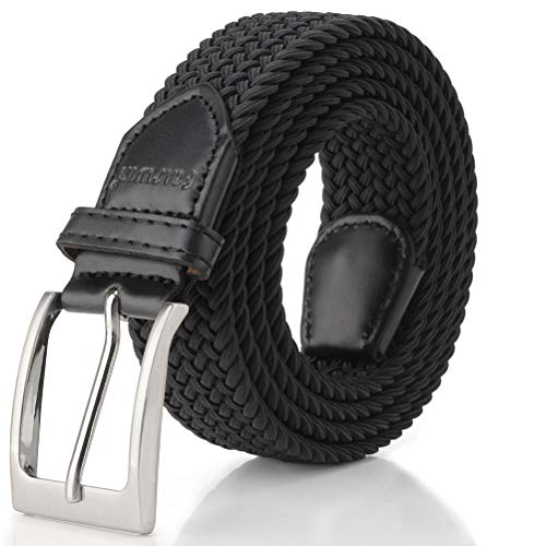 FAIRWIN Elastic Mens Belt 1 3/8" Width, Casual Stretch Woven Golf Belt for Men Jeans Shorts Pants Elastic Belts