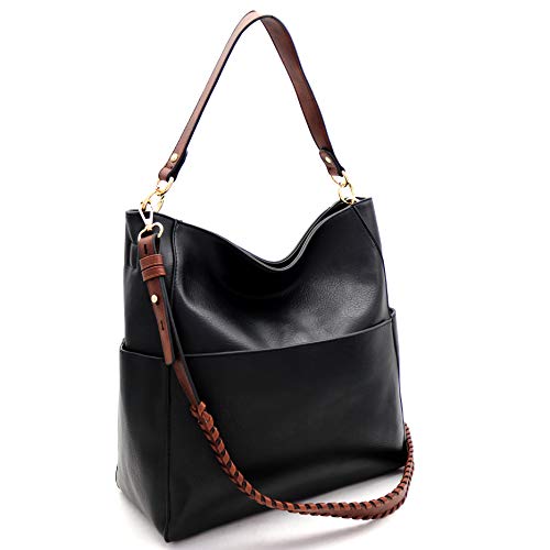 Extra Whipstitched Braid Strap 2 Way Multi Pocket Compartment Vegan Leather Boho Hobo Bag X-LARGE - Image 5