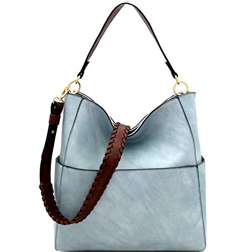 Extra Whipstitched Braid Strap 2 Way Multi Pocket Compartment Vegan Leather Boho Hobo Bag X-LARGE