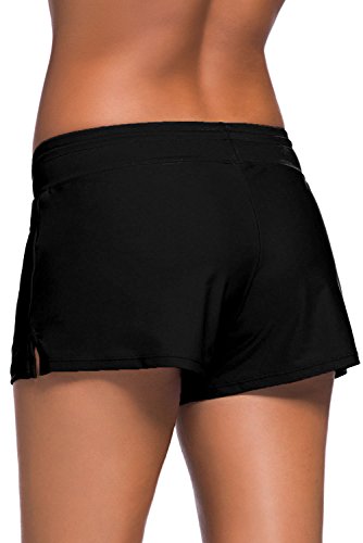 BURKLUM Women’s Comfortable Swim Boardshort Waistband Swimsuit Bottom Black Small - Image 5