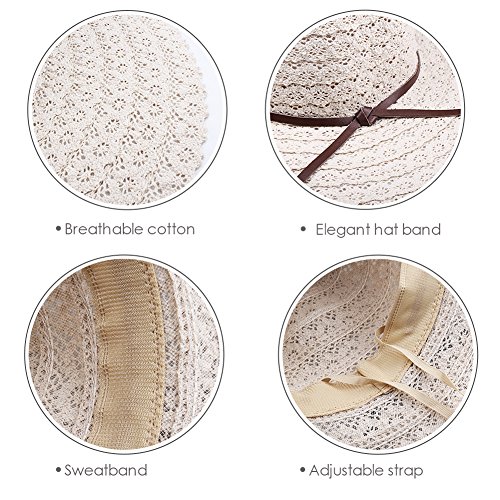 FURTALK Summer Beach Sun Hats for Women Wide Brim Foldable Floppy Travel Packable UPF Hat - Image 5