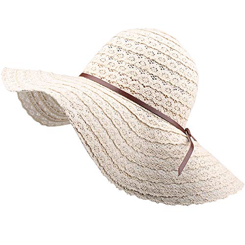 FURTALK Summer Beach Sun Hats for Women Wide Brim Foldable Floppy Travel Packable UPF Hat