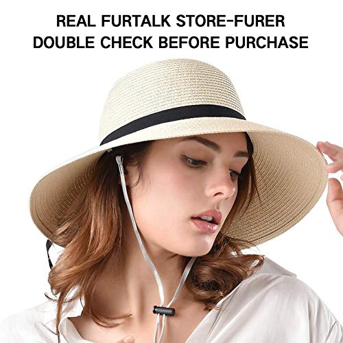 FURTALK Beach Hats for Women Foldable Packable Wide Brim Sun Visor Hat with Ponytail Hole UPF50+ Cap for Travel - Image 3