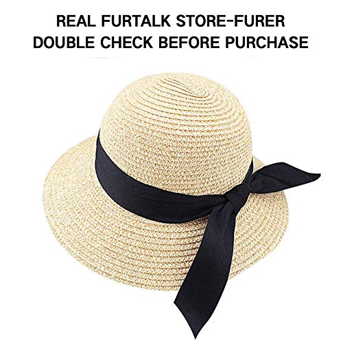 FURTALK Womens Beach Sun Straw Hat UV UPF50 Travel Foldable Brim Summer UV Hat - Image 3