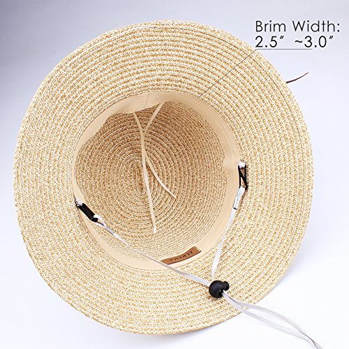 FURTALK Womens Beach Sun Straw Hat UV UPF50 Travel Foldable Brim Summer UV Hat - Image 4