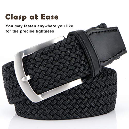 FAIRWIN Elastic Mens Belt 1 3/8" Width, Casual Stretch Woven Golf Belt for Men Jeans Shorts Pants Elastic Belts - Image 3