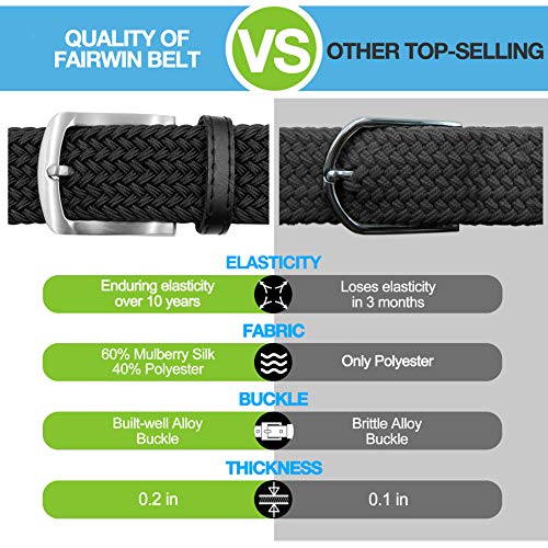 FAIRWIN Elastic Mens Belt 1 3/8" Width, Casual Stretch Woven Golf Belt for Men Jeans Shorts Pants Elastic Belts - Image 5