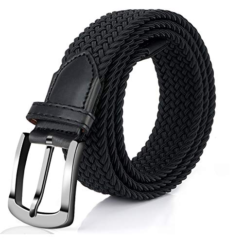 FAIRWIN Elastic Mens Belt 1 3/8" Width, Casual Stretch Woven Golf Belt for Men Jeans Shorts Pants Elastic Belts