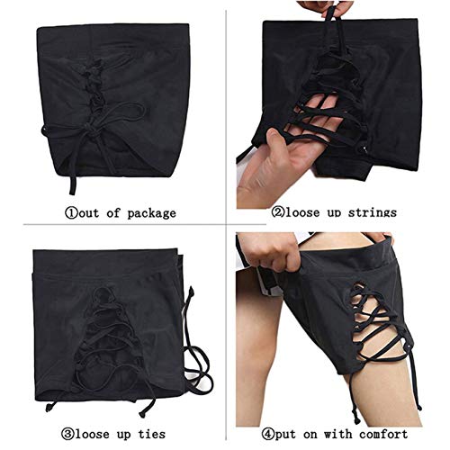 FanShou Women Sporty Tankini Swimsuit Boyshort Swim Bottom Lace Up Board Short (Black, Asia Tag Small/US Size 4-6) - Image 6