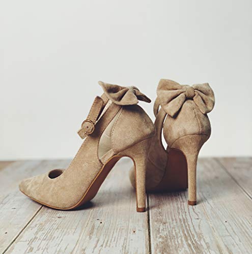 Fashare Womens High Heels Bow Tie Back Sexy Stiletto Ankle Strap Wedding Dress Pumps Shoes - Image 4