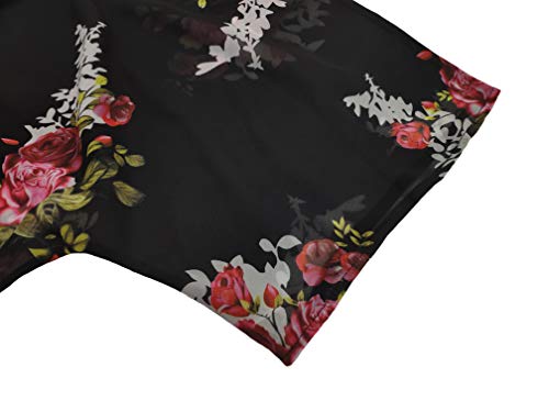 FINOCEANS Womens Floral Chiffon Kimono Cardigans Loose Beach Cover Up Half Sleeve Tops - Image 3