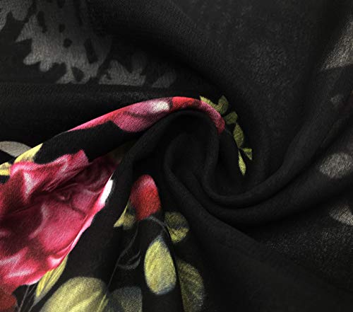 FINOCEANS Womens Floral Chiffon Kimono Cardigans Loose Beach Cover Up Half Sleeve Tops - Image 6