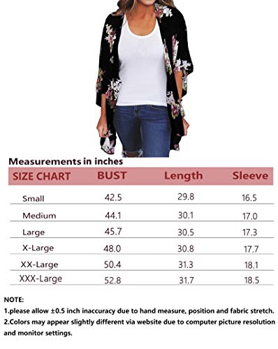 FINOCEANS Womens Floral Chiffon Kimono Cardigans Loose Beach Cover Up Half Sleeve Tops - Image 7