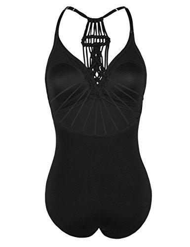 Firpearl Women's Tummy Control One Piece Bathing Suits V Neck Swimsuits Hand-Braid Macrame Ruched Slimming Swimwear - Image 4