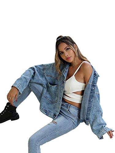 Floerns Women's Classic Button Up Denim Jean Jacket with Pockets - Image 4