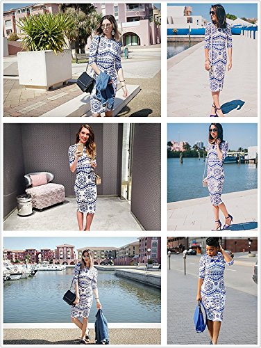 Floerns Women's Porcelain Print Work Sheath Business Pencil Dress - Image 7