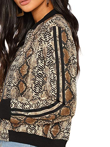 Floerns Women's Snakeskin Print Short Bomber Jacket - Image 5