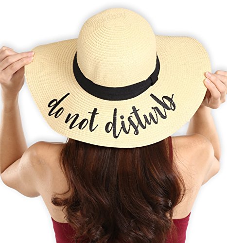 Floppy Beach Sun Hat for Women - Vacation, Honeymoon Embroidered Straw Hat - Big, Foldable, Large Brim