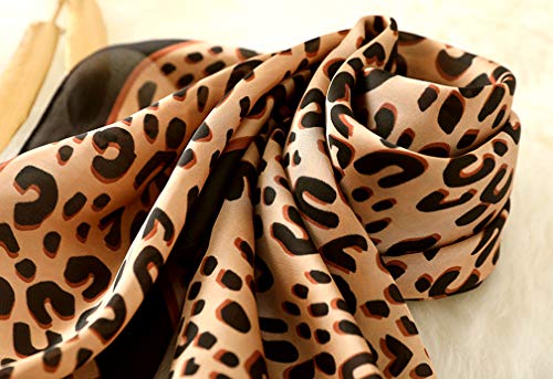 GERINLY Silk Hair Scarf Animal Print Leopard Neck Scarf Summer Neckerchief for Women - Image 7