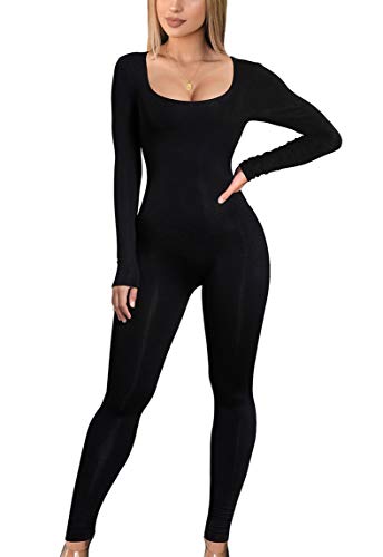 GOBLES Women's Sexy Long Sleeve High Waist Bodycon Jumpsuit Rompers