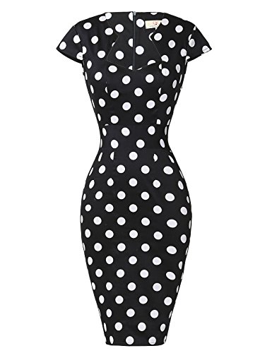 GRACE KARIN Vintage Floral Cocktail Dress Cap Sleeve Retro Vintage Pencil Dress - Image 3