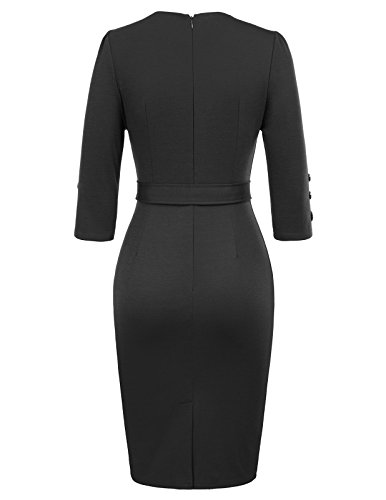 GRACE KARIN Women Retro 3/4 Sleeve Work Office Business Pencil Dress with Belt - Image 3