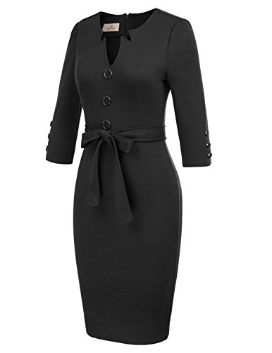 GRACE KARIN Women Retro 3/4 Sleeve Work Office Business Pencil Dress with Belt - Image 5