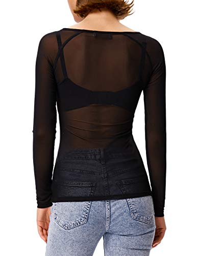 GRACE KARIN Women's Long Sleeve See Through Mesh Sheer Top Blouse Shirt - Image 3