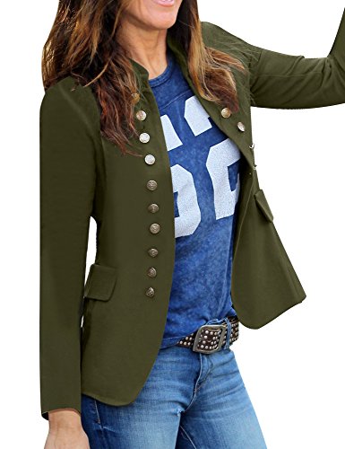 GRAPENT Women's Business Casual Buttons Pockets Open Front Blazer Suit Cardigan