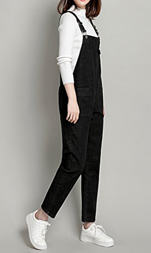 Gihuo Women's Classic Bib Overall Denim Jumpsuit Sleeveless Romper With Pockets (X-Small, Black) - Image 4