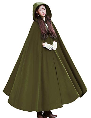 Gihuo Women's Wool Blend Hooded Cape Poncho Maxi Cloak Coat