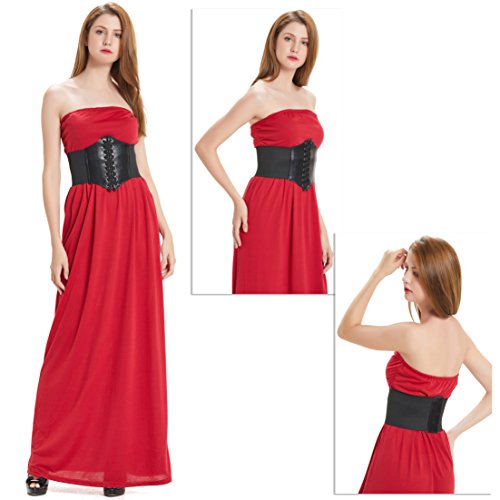 HANERDUN Lace-up Waspie Corset Belts for Women Elastic Waist Belt Tied Retro Wide Belt - Image 4