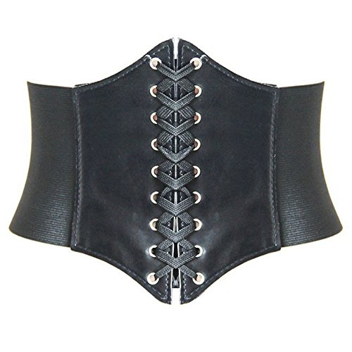 HANERDUN Lace-up Waspie Corset Belts for Women Elastic Waist Belt Tied Retro Wide Belt