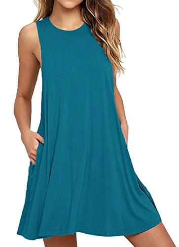 HAOMEILI Women's Summer Casual Swing T-Shirt Dresses Beach Cover up with Pockets