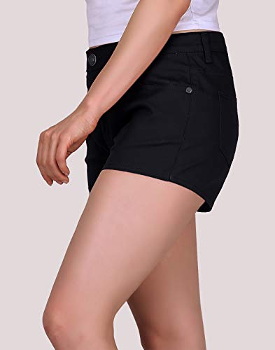 HDE Women's Solid Color Ultra Stretch Fitted Low Rise Moleton Denim Booty Shorts - Image 4
