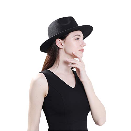 HUDANHUWEI Women's Wide Brim Felt Fedora Panama Hat with Leopard Belt Buckle - Image 6