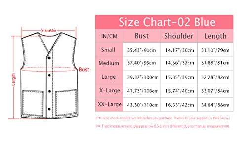 HUPOO Women's Slim Buttons Front Ripped Frayed Mid Long Denim Jean Vest Jacket Coats (02 Blue, Small) - Image 8