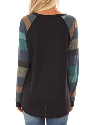 Halife Women's Lightweight Color Block Long Sleeve Loose Fit Pullover Sweatshirts Tunics Tops Shirts - Image 3