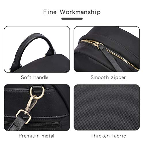 HaloVa Women's Backpack, Mini Shoulders Bag, Multifunction Daypack Satchel Crossbody Bag for Girls Lady, Medium, Black - Image 8